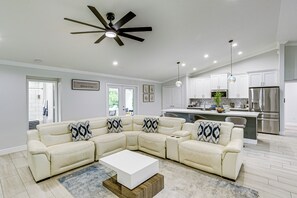 TV, fireplace, table football - Private Pool & Fire Pit: Home in West Palm Beach! (West Palm Beach)