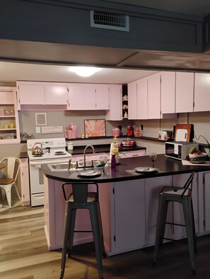 Microwave, oven, stovetop, dishwasher