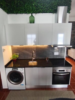 Fridge, microwave, oven, toaster