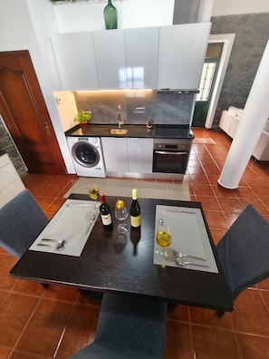 Fridge, microwave, oven, toaster