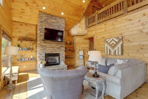 TV, fireplace, video games, books