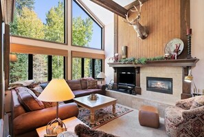 TV, fireplace, books - East Vail Alpine Escape - Private Hot Tub (Vail)