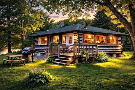 Outdoor dining. 1-Bedroom Balsam Lake Cottage #9