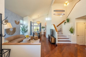 Smart TV, fireplace, video games, foosball