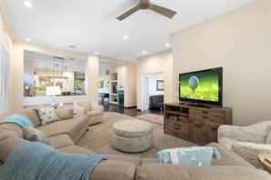 TV, fireplace, offices