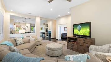 TV, fireplace, offices