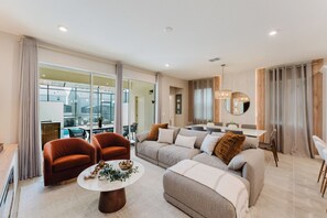 Smart TV, fireplace, video games