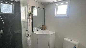 Towels, soap, shampoo, toilet paper