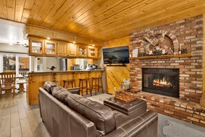 Smart TV, fireplace, video games, table football