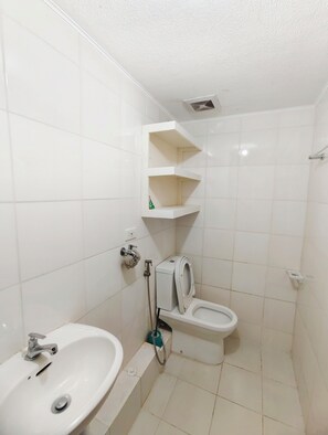 Douche, bidet, papier toilette
