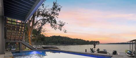 Piscine extérieure, piscine chauffée