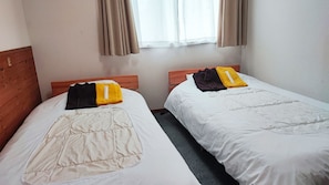 Desk, free WiFi, bed sheets