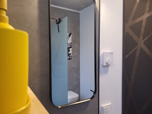 Douche, articles de toilette (gratuits), séchoir à cheveux