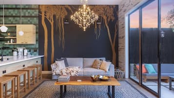 Smart TV, fireplace