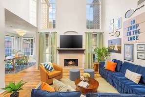 TV, fireplace - Resort Style Backyard • Pool • Pickleball Court (Lake Dallas)