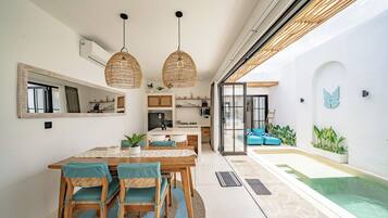 Luxury Villa, Patio, Pool View | Dining room