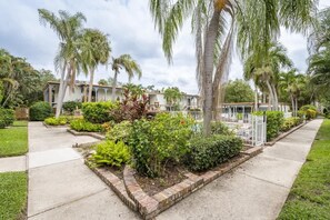 Property grounds - Contemporary 2BR Stay | Pool, Gym & Grill Area (Tampa)