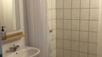 Shower, towels, toilet paper