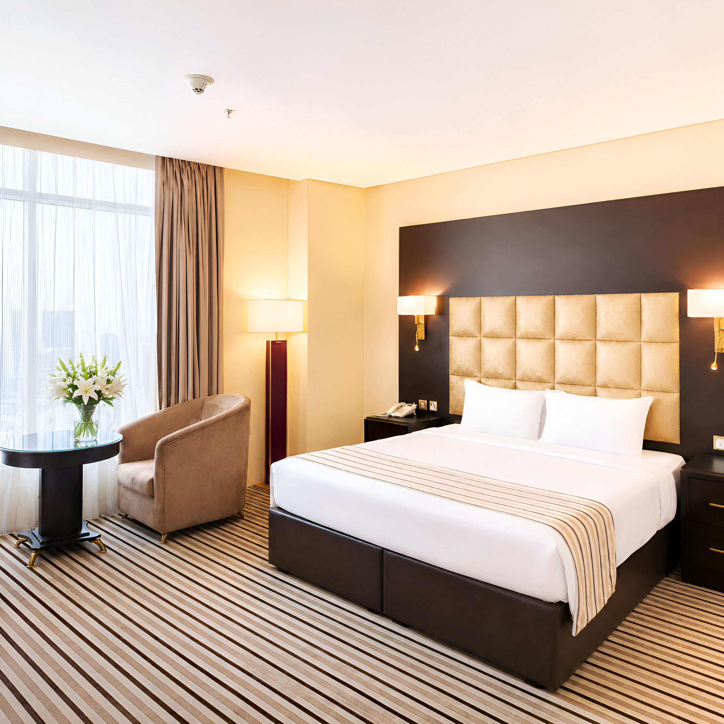 Deluxe Double Room, Sea View | In-room safe, desk, laptop workspace, blackout drapes