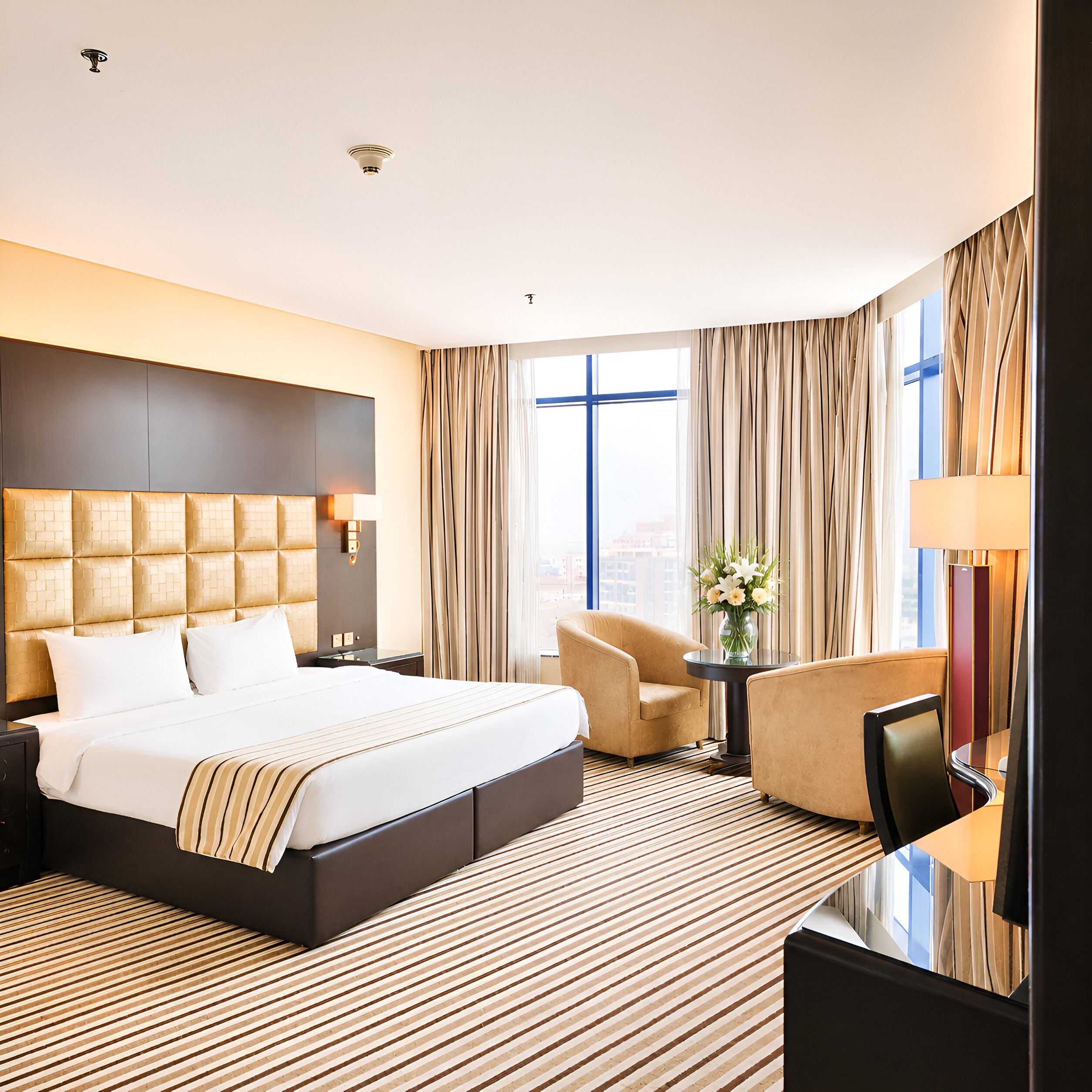 Executive Suite, Sea View | In-room safe, desk, laptop workspace, blackout drapes
