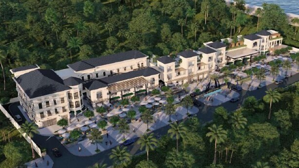 A modern hotel with multiple buildings, outdoor seating areas, and a pool. - Montana Oceanside Mandalika (Central Lombok Regency)