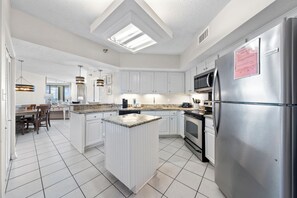 Signature Condo, 3 Bedrooms, Pool View, Beachfront | Private kitchen | Fridge, microwave, oven, stovetop