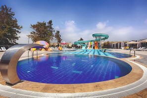 3 indoor pools, seasonal outdoor pool, pool umbrellas, pool loungers