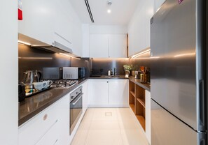 Fridge, microwave, oven, dishwasher