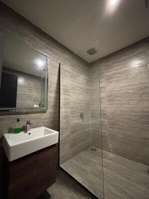 Shower, bidet, towels, soap - Chic & Cozy 2BR Apt Premium Massage Chair Skypark1 Gulberg Greens Islamabad (Islamabad)