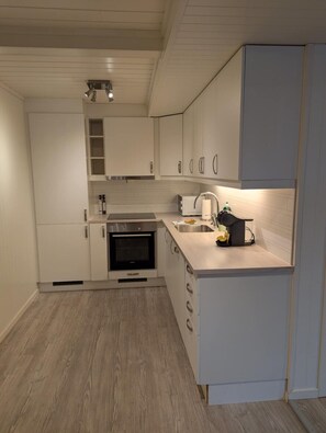 Fridge, microwave, oven, dishwasher