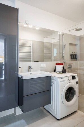 Free toiletries, hair dryer, towels, soap