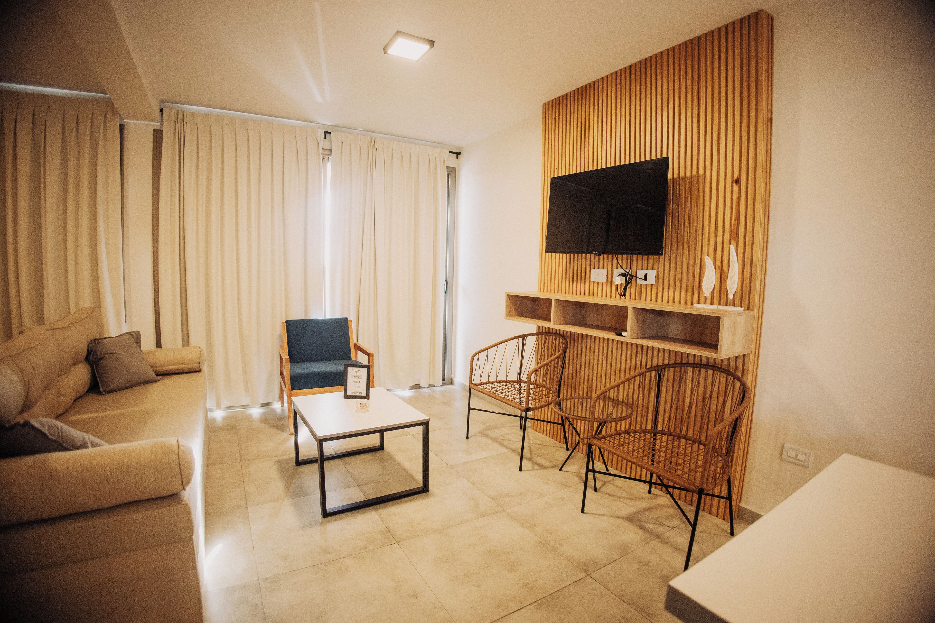 Deluxe Apartment, 1 Bedroom, Balcony, City View | Living area