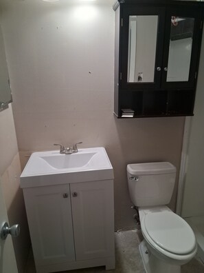 Hair dryer, towels, toilet paper