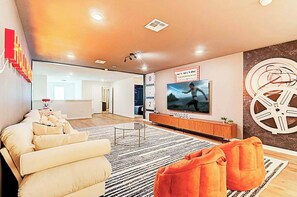 TV, fireplace, video games