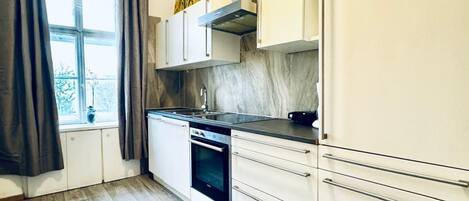 Réfrigérateur, four, plaque de cuisson, bouilloire électrique