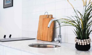 Fridge, microwave, stovetop, highchair