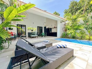 Terrace/patio - Walk to Canggu Beach from Colorful 2BR Pool Villa (Dalung)