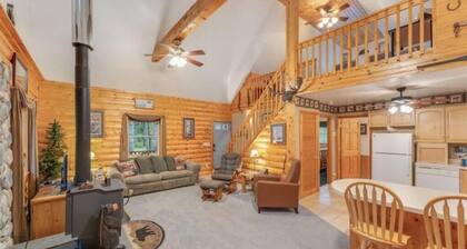 Rustic Log Cabin on Wooded Acreage • Creek Fishing, Firepit, Near Lakes & Golf