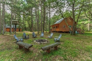 Terrace/patio - Pet-Friendly Woodland Retreat • Near Lakes & ATV (Hancock)