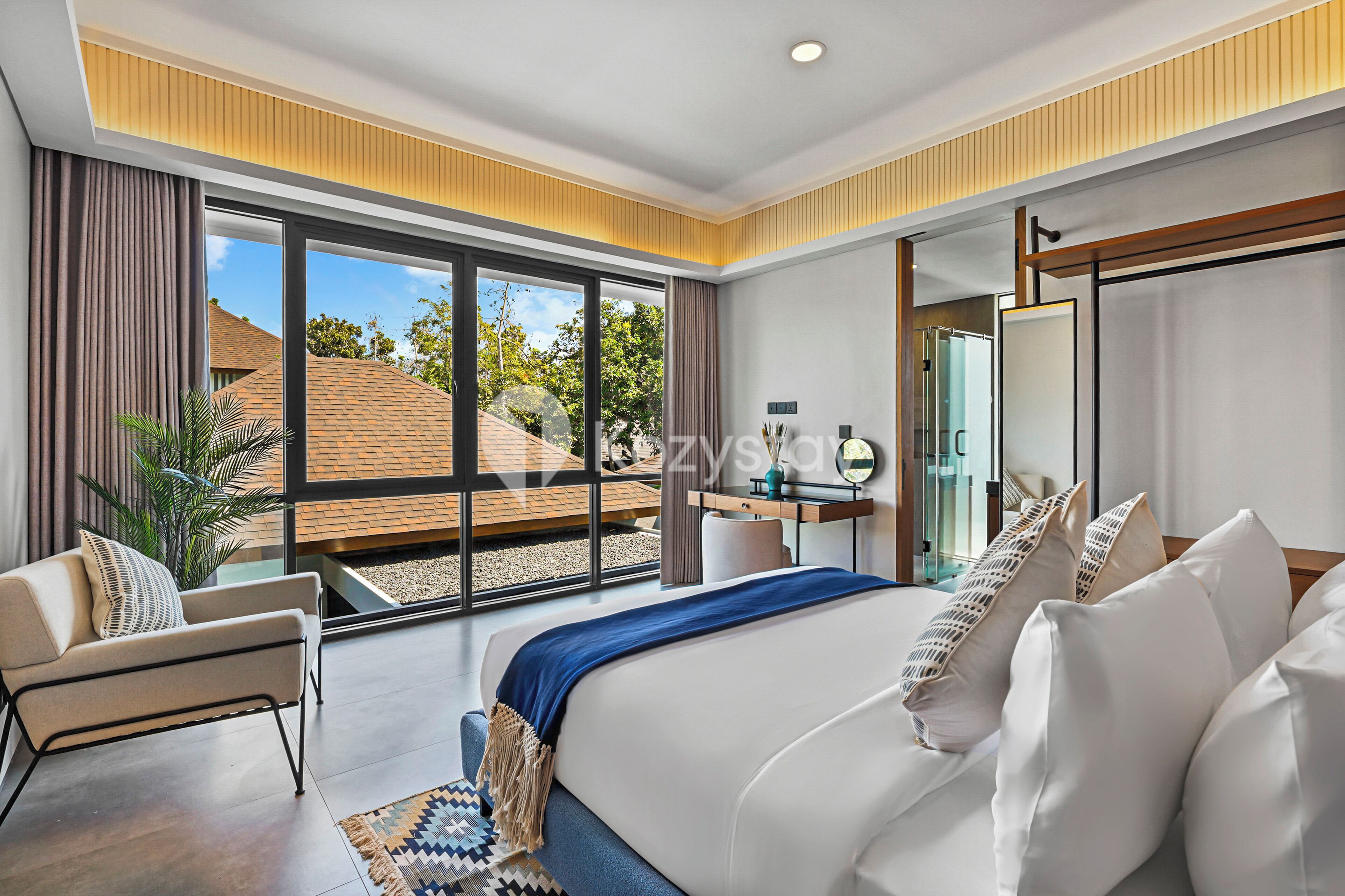 Vila, 4 quartos, vista para a piscina | Escrivaninha, espaço de trabalho para notebook, Wi-Fi de cortesia