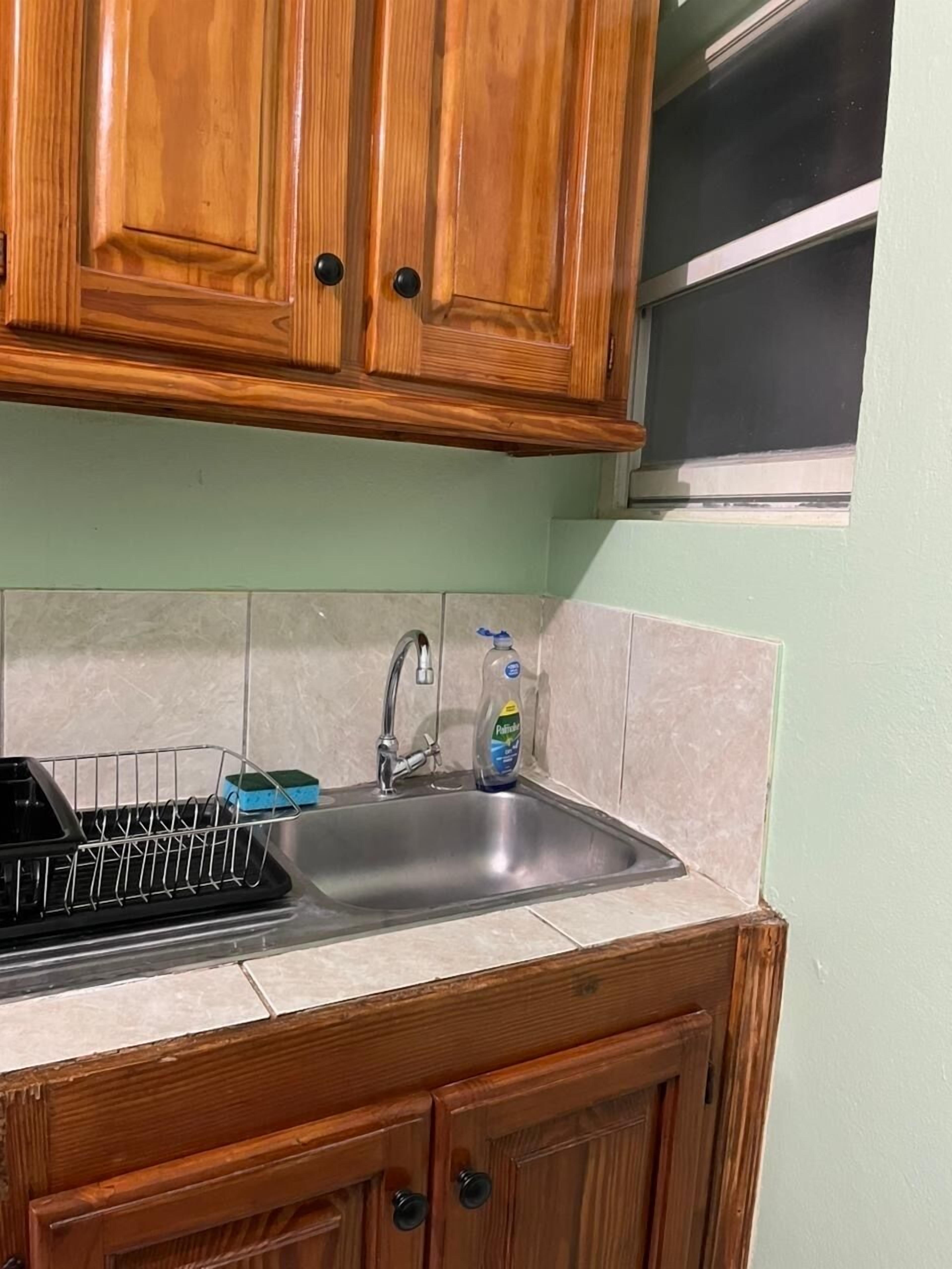 Fridge, microwave, stovetop, electric kettle