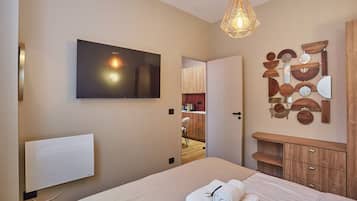 Apartment | 1 Schlafzimmer, laptopgeeigneter Arbeitsplatz, Bügeleisen/Bügelbrett