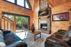Smart TV, fireplace, video games, video library
