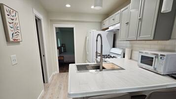 Kühlschrank, Mikrowelle, Ofen, Herdplatte