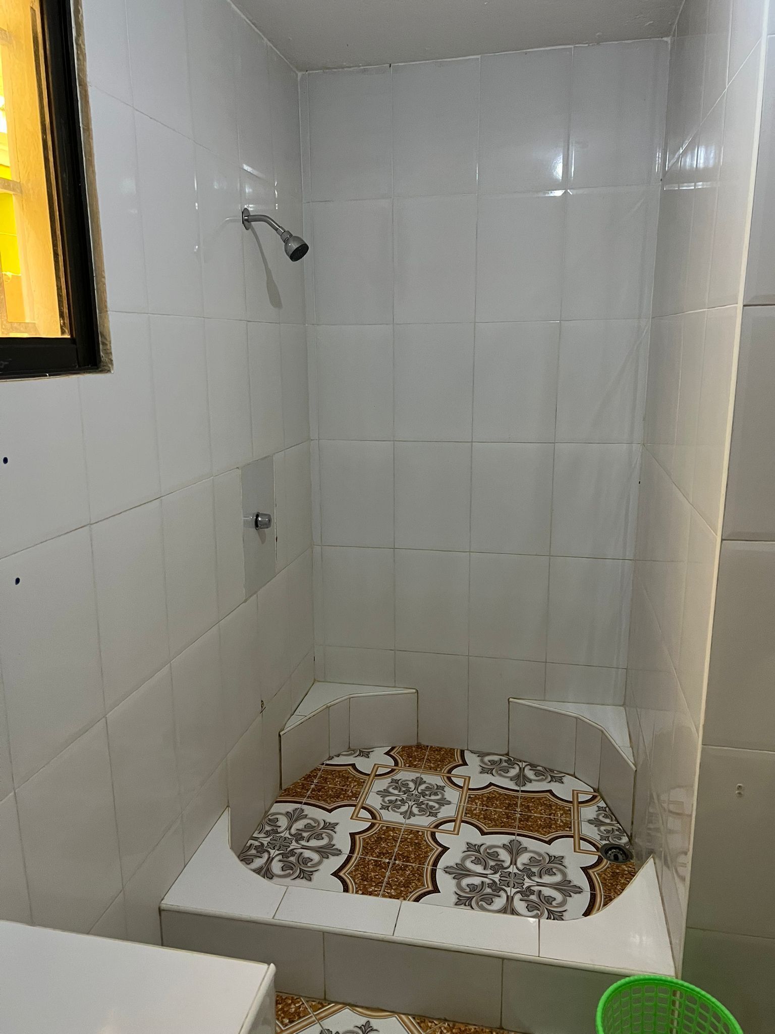 Shower, towels, toilet paper