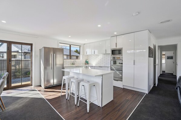 Fridge, microwave, dishwasher, toaster