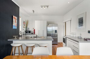 Fridge, microwave, dishwasher, toaster