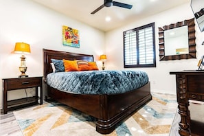 4 bedrooms, desk, iron/ironing board, travel crib