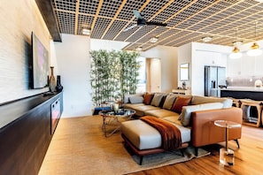 TV, fireplace, offices