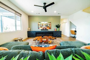 TV, fireplace, offices - Private Resort Oasis - 7Br w/ pool, spa, fire pits (Coachella)